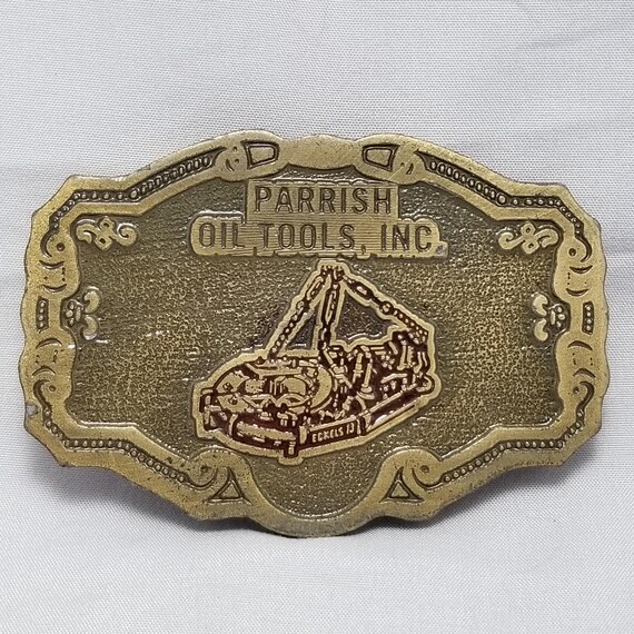 Vintage Belt Buckle Parrish Oil Tools Inc ELKEIS 13 Made By Hit Line USA