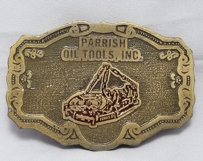 Vintage Belt Buckle Parrish Oil Tools Inc ELKEIS 13 Made By Hit Line USA
