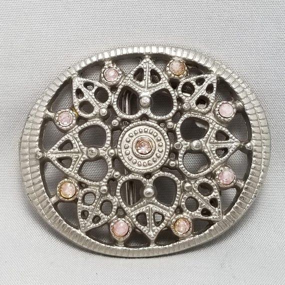 Vintage Belt Buckle Women's Small Western Victorian Rhinestones Art Deco