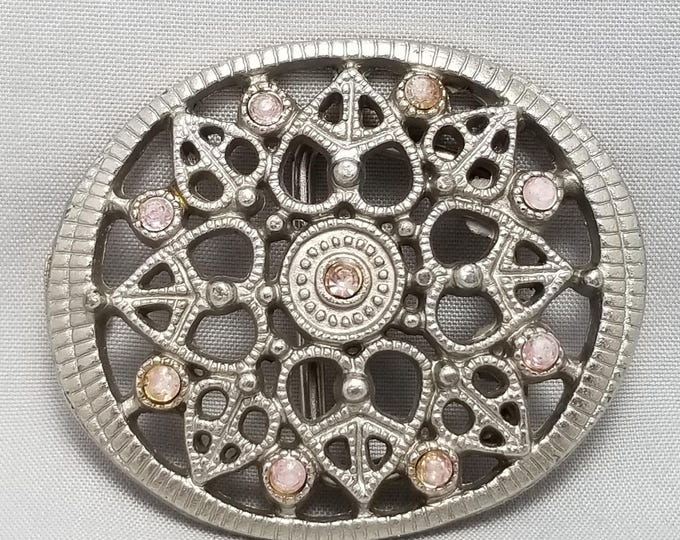 Vintage Belt Buckle Women's Small Western Victorian Rhinestones Art Deco