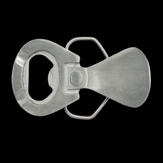 Vintage Pewter Bottle Opener Belt Buckle, American Products
