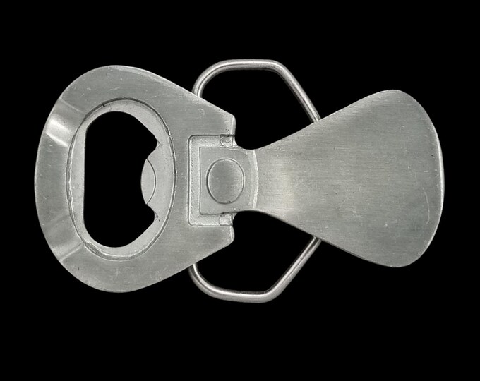 Vintage Pewter Bottle Opener Belt Buckle, American Products