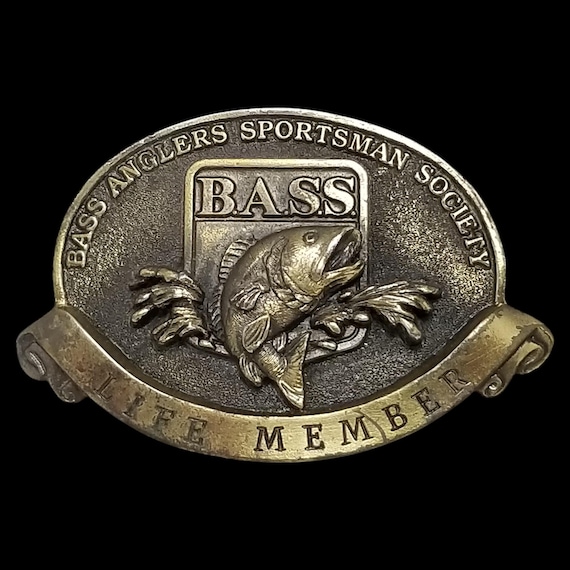 BASS Anglers Sportsman Society Life Member Vintage Belt Buckle Fishing Brass