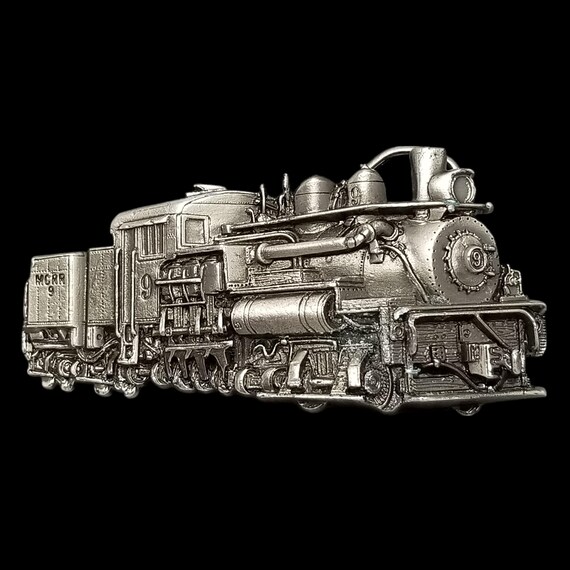 Belt Buckle Pewter Steam Engine Train Midwest Central Railroad Mt Pleasant Iowa