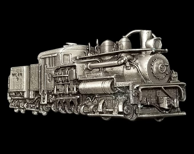 Belt Buckle Pewter Steam Engine Train Midwest Central Railroad Mt Pleasant Iowa
