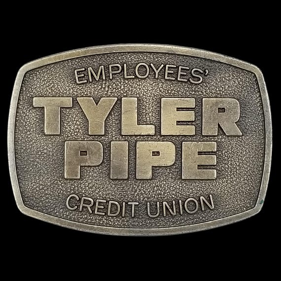 Vintage Belt Buckle Brass Tyler Pipe Employees Credit Union Banking USA By PJ