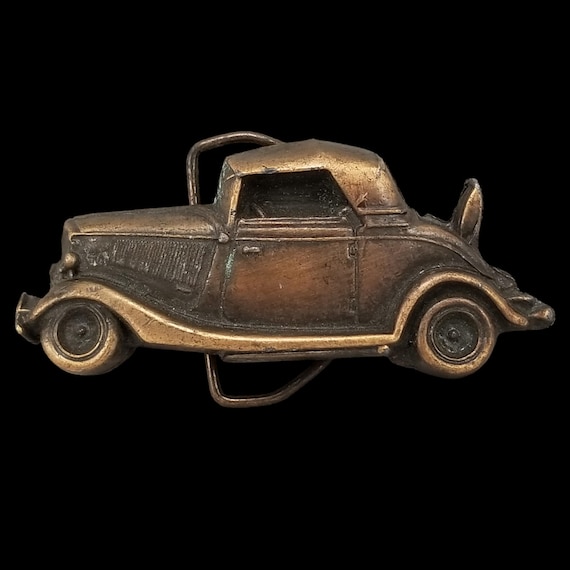 Vintage Bronze Ford Model A Coupe Convertible Rumble Seat Belt Buckle