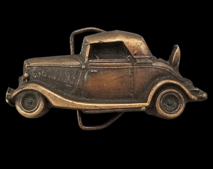 Vintage Bronze Ford Model A Coupe Convertible Rumble Seat Belt Buckle