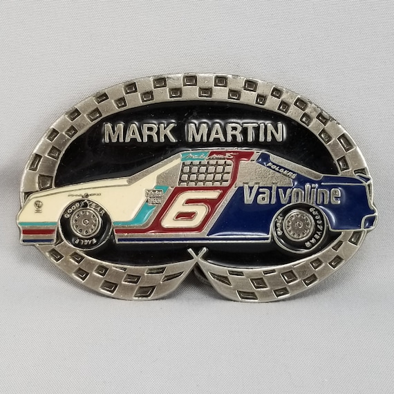 Vintage Belt Buckle NASCAR Mark Martin Number 6 Valvoline