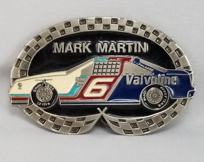Vintage Belt Buckle NASCAR Mark Martin Number 6 Valvoline
