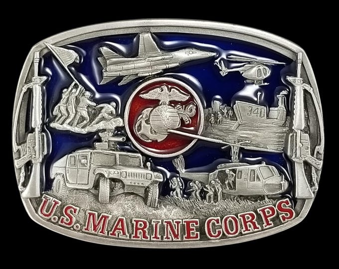 Vintage 1991 Bergamot U.S. Marine Corps Belt Buckle Military Patriotic USA Made