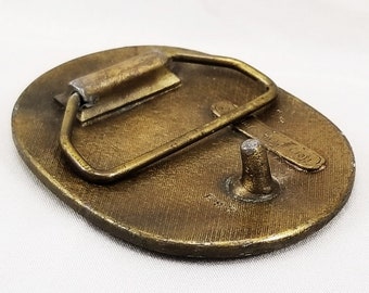 Fibbia per cintura in metallo vintage, ottone, cervo, cervo, coda bianca, natura, fauna selvatica, caccia, bel design occidentale, 3 3/4 x 2 3/4, Heavy Duty - Italia