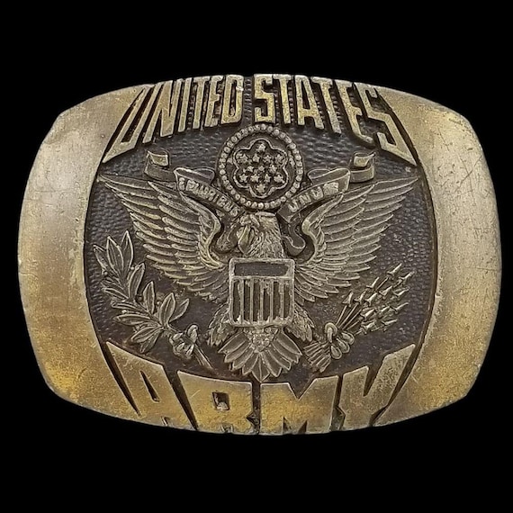 Vintage United States Army Belt Buckle Indiana Metal Craft 1980 Eagle XR95