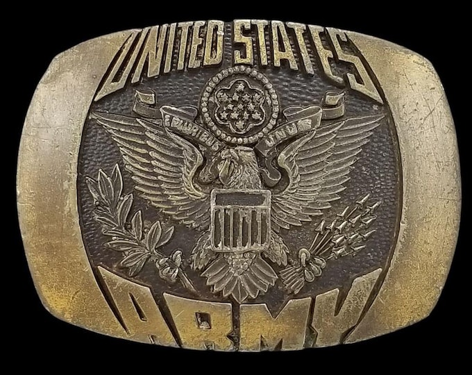 Vintage United States Army Belt Buckle Indiana Metal Craft 1980 Eagle XR95