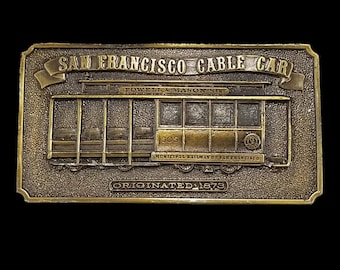 Vintage 1976 Bergamot Brass Works San Francisco Cable Car Belt Buckle USA Made