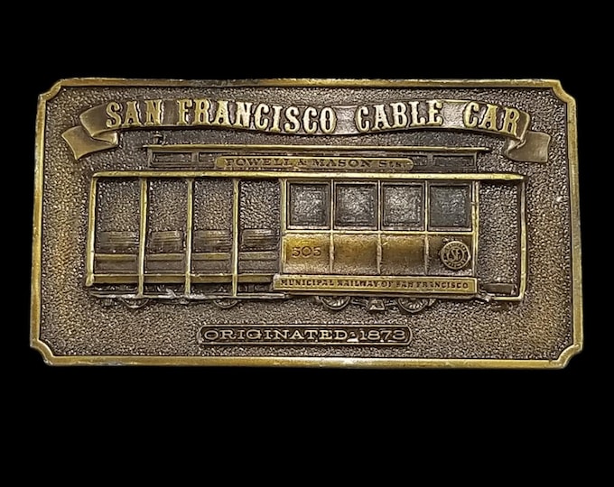 Vintage 1976 Bergamot Brass Works San Francisco Cable Car Belt Buckle USA Made