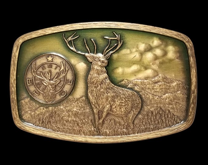 Vintage Belt Buckle 1981 Brass BPOE Benevolent and Protective Order of Elks