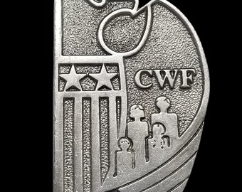 Vintage Belt Buckle Pewter CWF American Legion Child Welfare Foundation Eagle