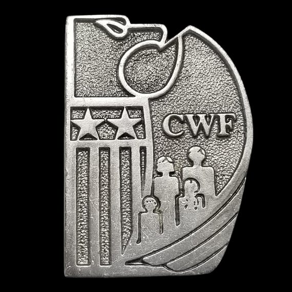 Vintage Belt Buckle Pewter CWF American Legion Child Welfare Foundation Eagle