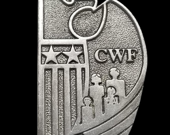 Vintage Belt Buckle Pewter CWF American Legion Child Welfare Foundation Eagle
