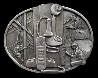 Vintage Belt Buckle 1988 American Communications U.S. Telephone System Siskiyou