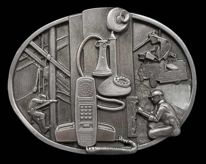 Vintage Belt Buckle 1988 American Communications U.S. Telephone System Siskiyou