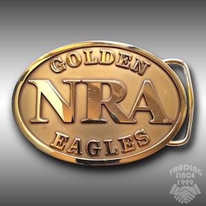 Belt Buckle Golden NRA Eagles Oval Embossed National Rifle Association Gold Colo