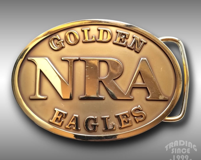Belt Buckle Golden NRA Eagles Oval Embossed National Rifle Association Gold Colo