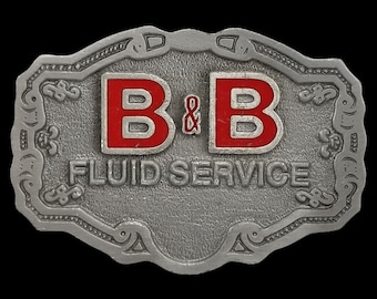 B&B Fluid Service Belt Buckle Hit Line USA Vintage Industrial Workwear