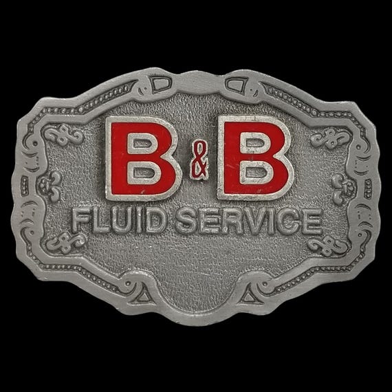 B&B Fluid Service Belt Buckle Hit Line USA Vintage Industrial Workwear