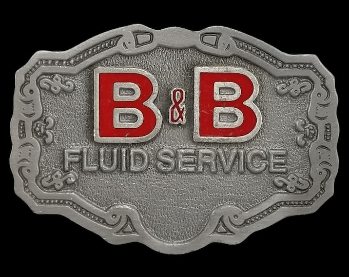 B&B Fluid Service Belt Buckle Hit Line USA Vintage Industrial Workwear