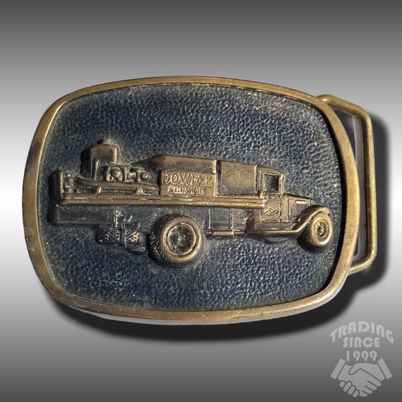Belt Buckle 1981 Dowell Service Oil field Brass Truck Limited Edition 7 Million