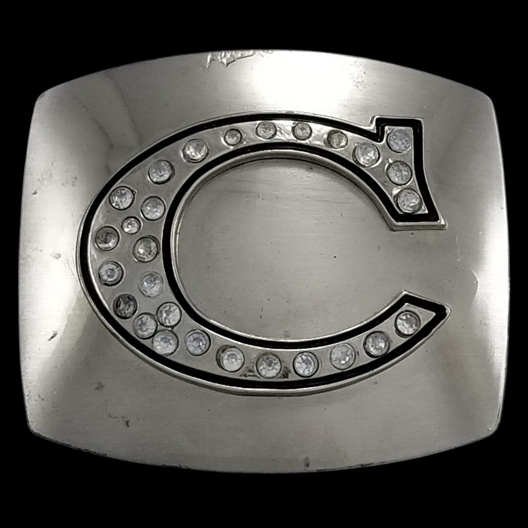 Silver Tone Belt Buckle with Rhinestone‎ Letter C Initial Fashion Accessory Silver Tone Belt Buckle With Rhinestone Letter C Initial  main image 2