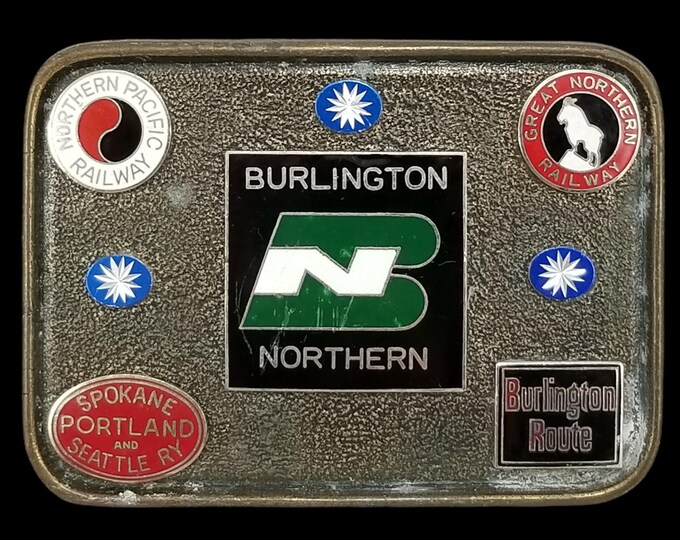 Burlington Northern Railway Brass Belt Buckle - Collectible Railroad Memorabilia