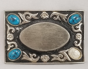 Boucle de ceinture vintage pour femmes en filigrane bleu turquoise, petites pièces