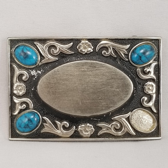 Vintage Belt Buckle Women's Western Filigree Blue Turquoise Small Pieces