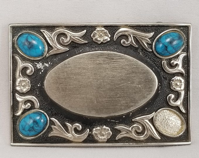 Vintage Belt Buckle Women's Western Filigree Blue Turquoise Small Pieces