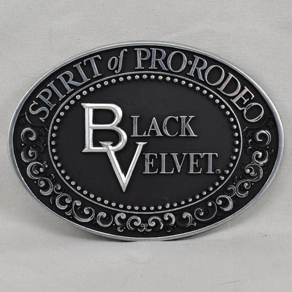 Belt Buckle 1979 Black Velvet Blended Canadian Whisky 80 Proof Spirit Of Pro-Rod