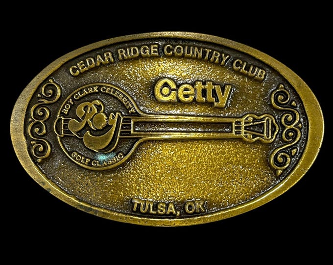 Belt Buckle Vintage B&H Roy Clark Celebrity Golf Classic Cedar Ridge Getty Brass
