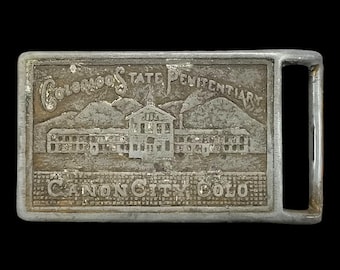 Hebilla de cinturón vintage de la Penitenciaría Estatal de Colorado, Canon City, Colorado, recuerdo de la prisión