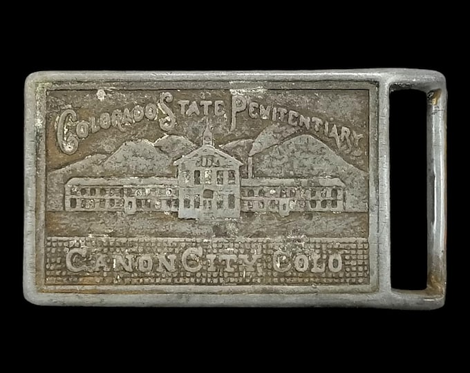 Vintage Colorado State Penitentiary Canon City CO Belt Buckle Prison Souvenir