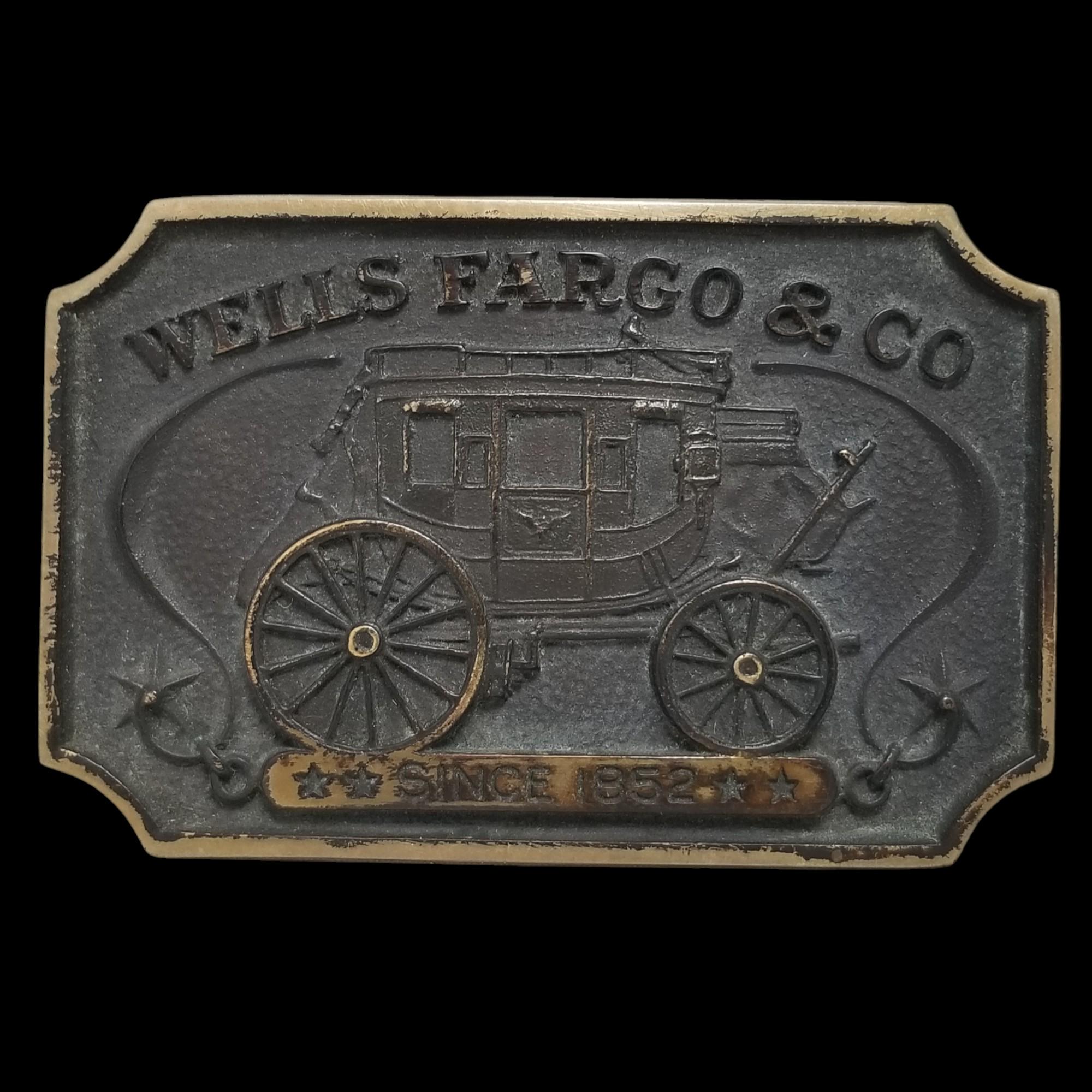 ヴィンテージ ベルトバックル 1975年製 真鍮製 ウェルズ・ファーゴ銀行 所有者登録付き - Etsy 日本