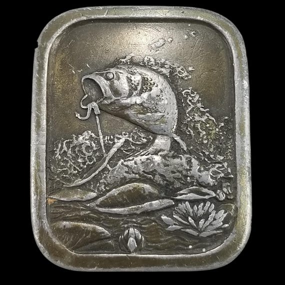 Vintage Indiana Metal Craft Bass Fishing Belt Buckle 1976 USA Made Collectible