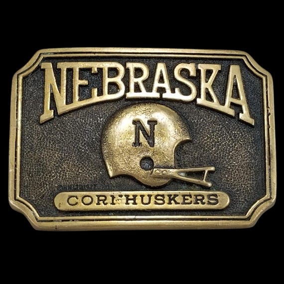 Nebraska Cornhuskers Football Helmet Belt Buckle Solid Brass 1982 Heritage Mint