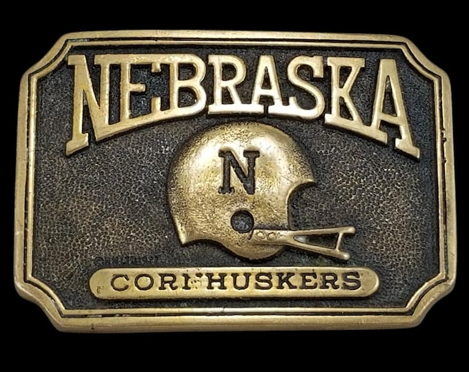 Nebraska Cornhuskers Football Helmet Belt Buckle Solid Brass 1982 Heritage Mint