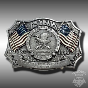 Vintage Belt Buckle 125 Years NRA National Rifle Association