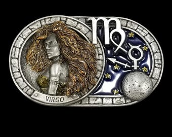 Dragon Designs Tanside Virgo Belt Buckle Pewter Zodiac Sign 2006 Made in USA