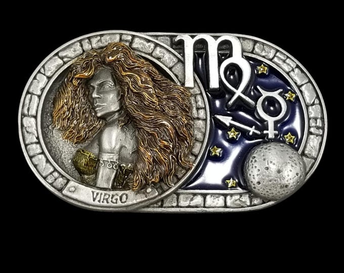 Dragon Designs Tanside Virgo Belt Buckle Pewter Zodiac Sign 2006 Made in USA
