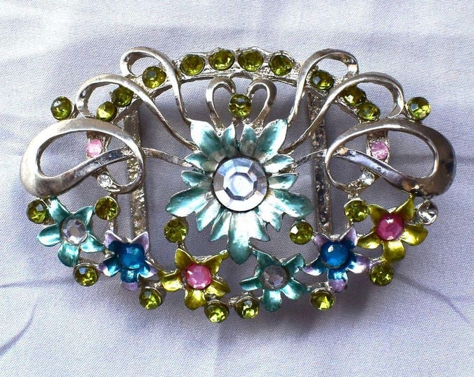 Vintage Belt Buckle Women's Unisex Sash Flowers Floral Colorful Victoria Art-Deco