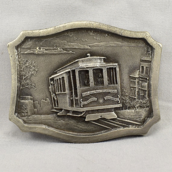 Vintage Belt Buckle 1977 San Francisco Cable Car USA Indiana Metal Craft